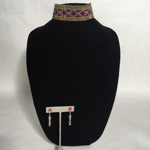 Beaded choker and matching earrings